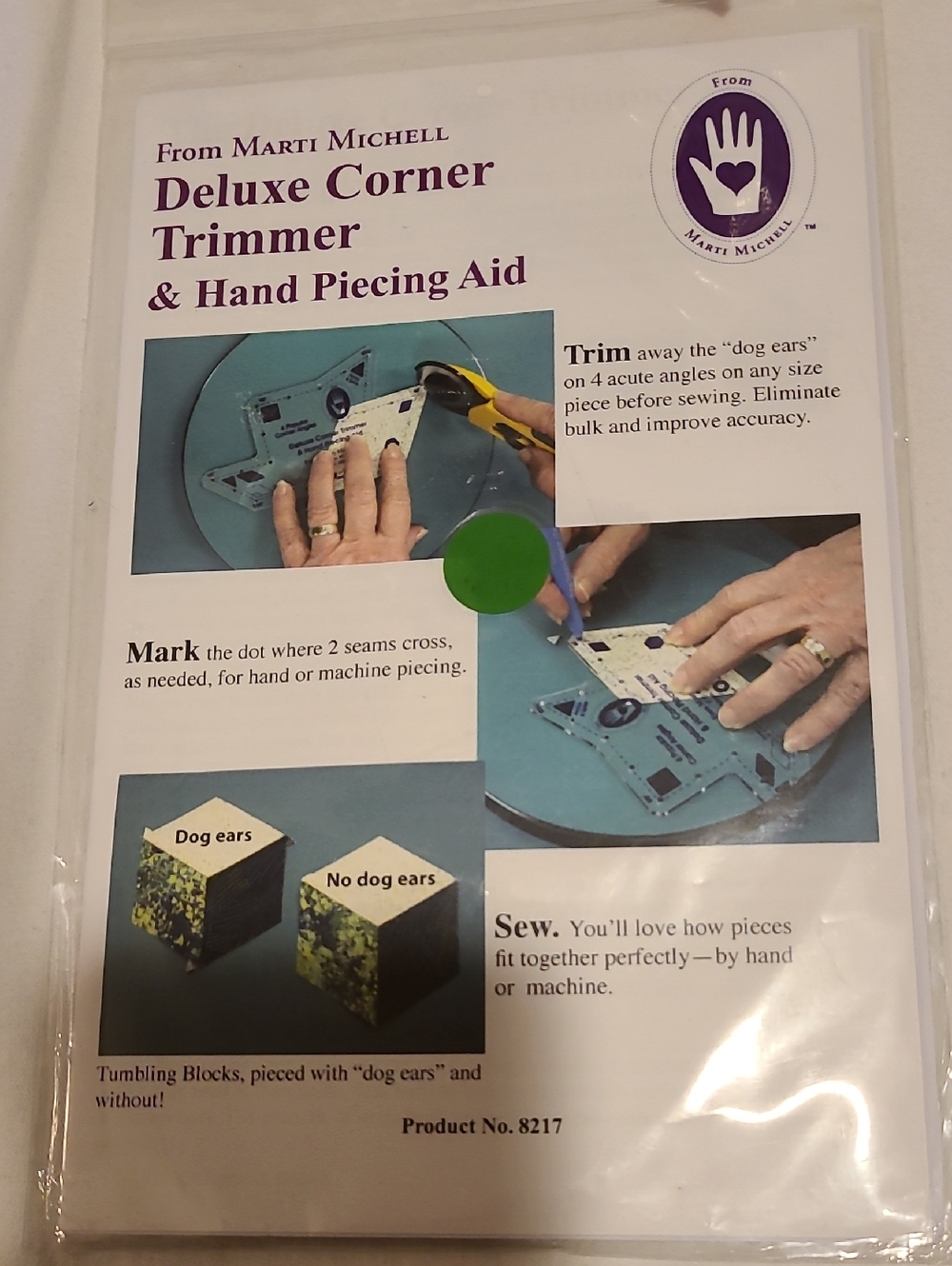 Template Quilting, Sewing Deluxe Corner Trimmer & Hand Piecing Aid 8217